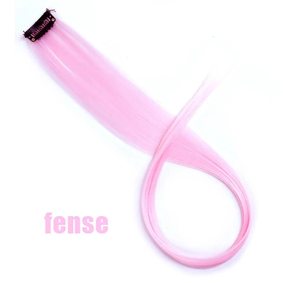 Clip In Rainbow Highlight Hair Extensions | Pink Synthetic Hair Strands