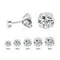 LUXUSTEEL Stainless Steel Round Cubic Zirconia Stud Earrings | Silver Screw-Back Earrings for Women