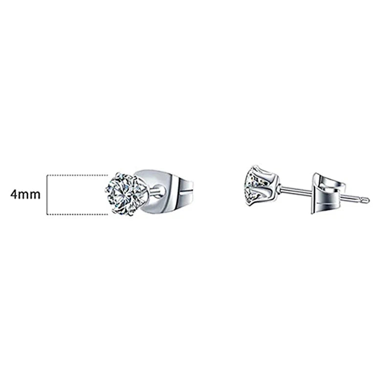 Huitan Minimalist Crystal Cubic Zirconia Stud Earrings | 6 Claws Unisex Fashion Jewelry