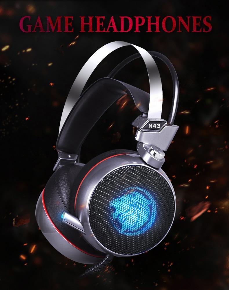 STEVVEX N43 Stereo Gaming Headset 7.1 Virtual Surround Bass Gaming Earphone Headphone with Mic LED Light for Computer PC Gamer (N43)