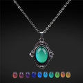 Mood Color Change Necklace | Retro Palace Elliptic Pendant with Stainless Steel Chain