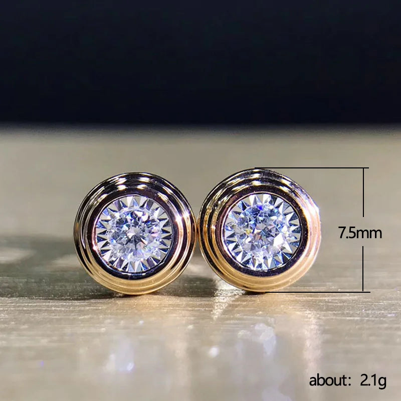 Huitan Classic Stud Earrings | Round White CZ Simple Design for Couples