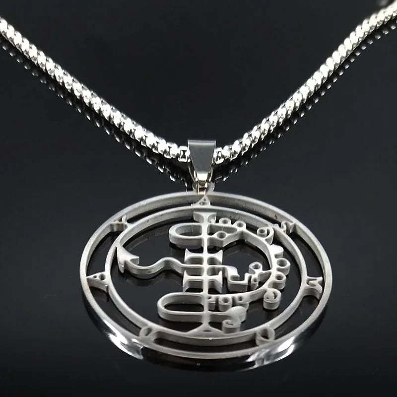 Sigeal Sigil De Lucifer Stainless Steel Satan Necklace | Asmoday Key Baphomet Pendant Jewelry