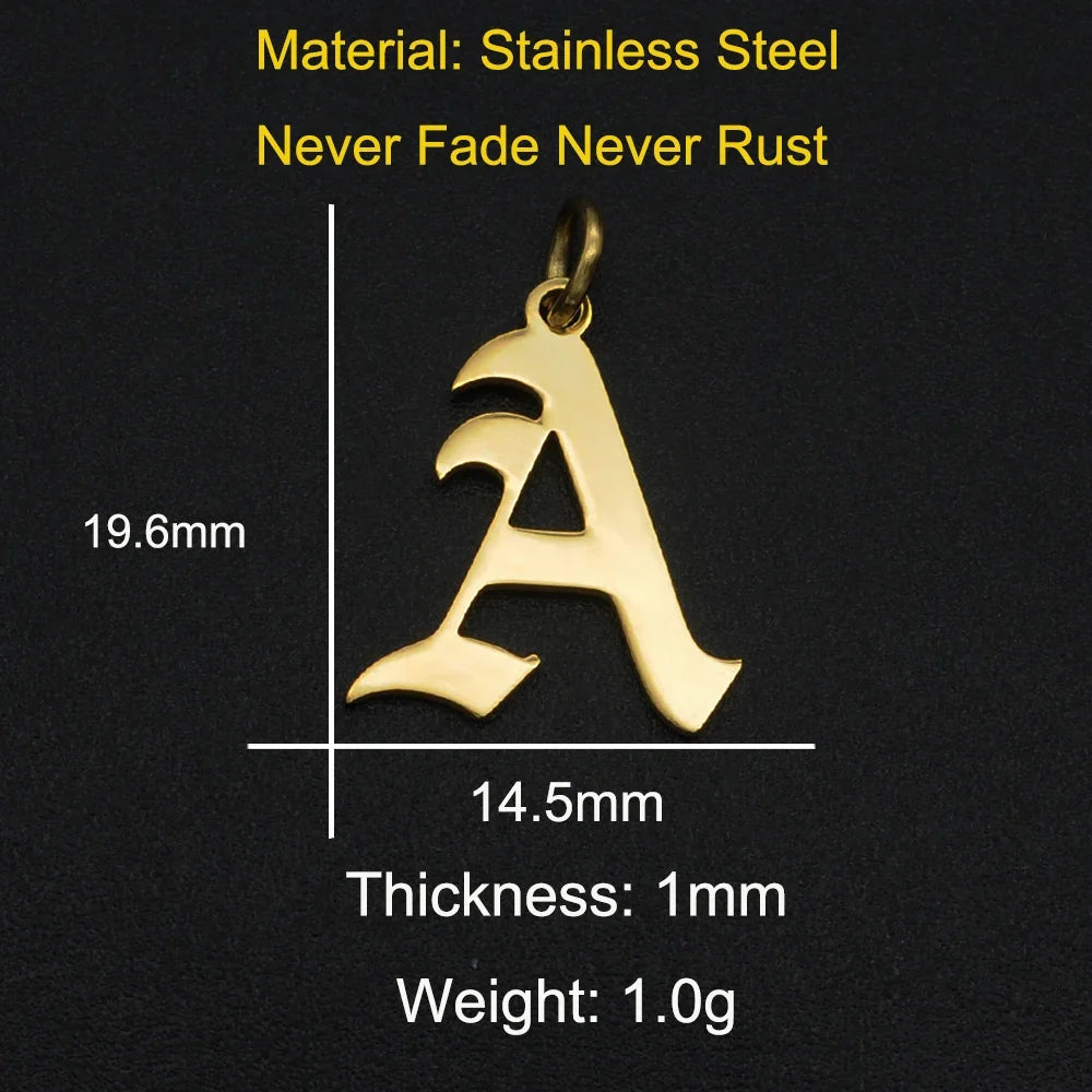 316 Stainless Steel Old English Letter Charms | DIY Alphabet Jewelry Findings for Bracelets and Necklaces