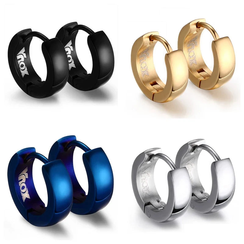 Rock Punk Huggie Earrings | Stainless Steel Unique Small Hoop Earrings for Men and Women