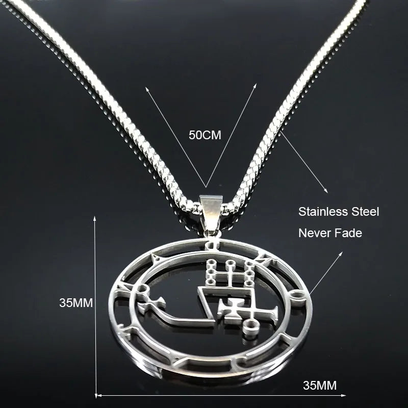 Dantalion Seal Stainless Steel Necklace | Silver Sigil Pendant Jewelry