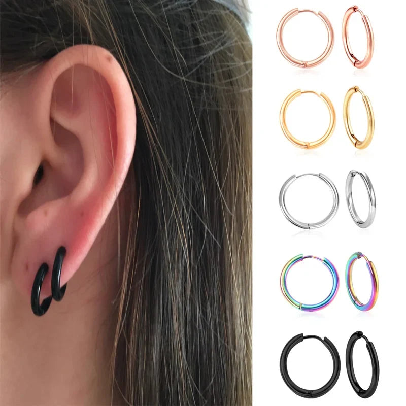 Small Hypoallergenic Hoop Earrings for Sensitive Ears | Stainless Steel Huggie Earrings