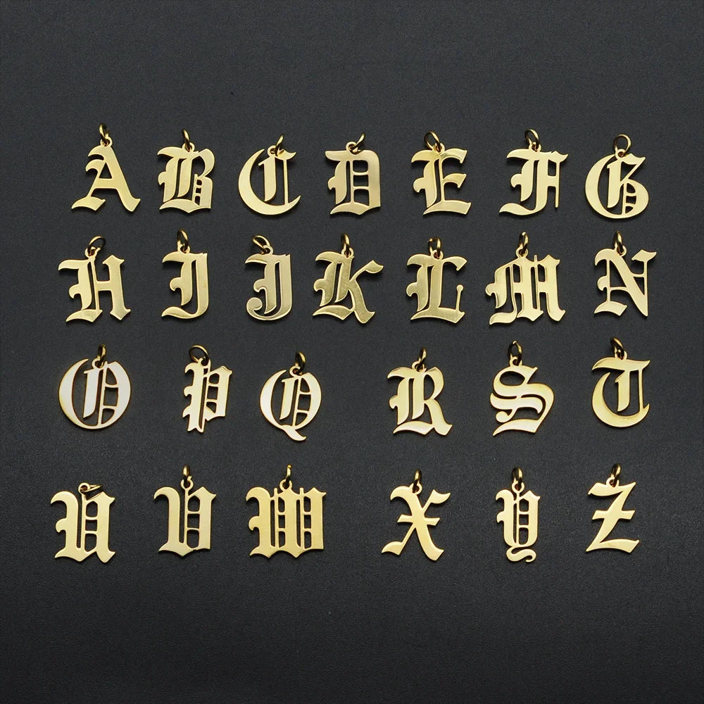 316 Stainless Steel Old English Letter Charms | DIY Alphabet Jewelry Findings for Bracelets and Necklaces