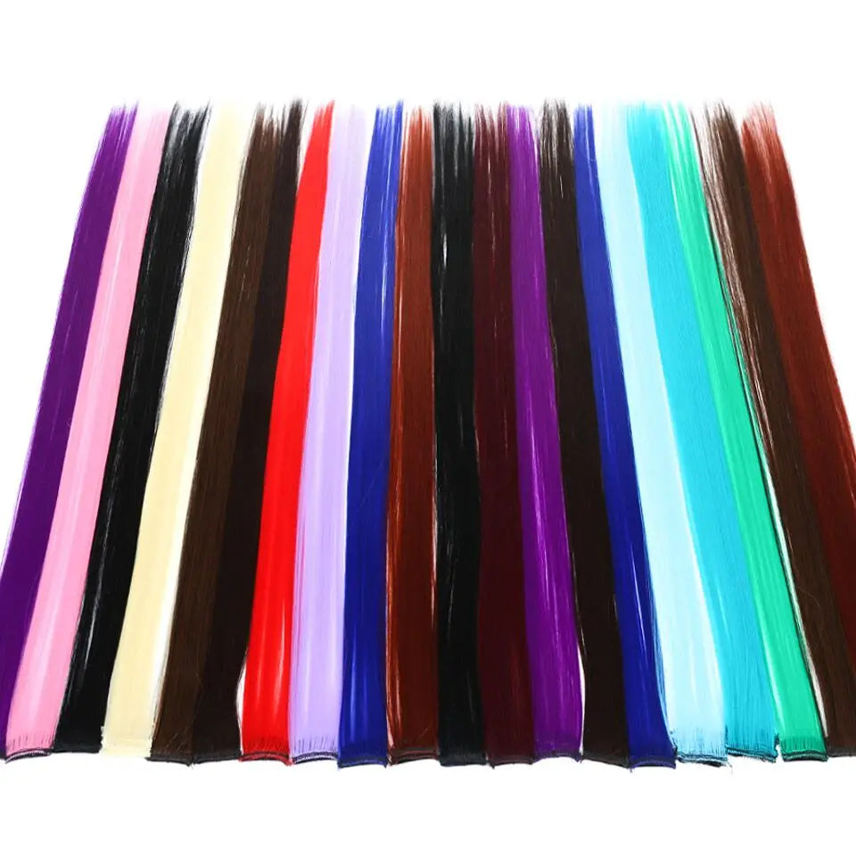 Clip In Rainbow Highlight Hair Extensions | Pink Synthetic Hair Strands