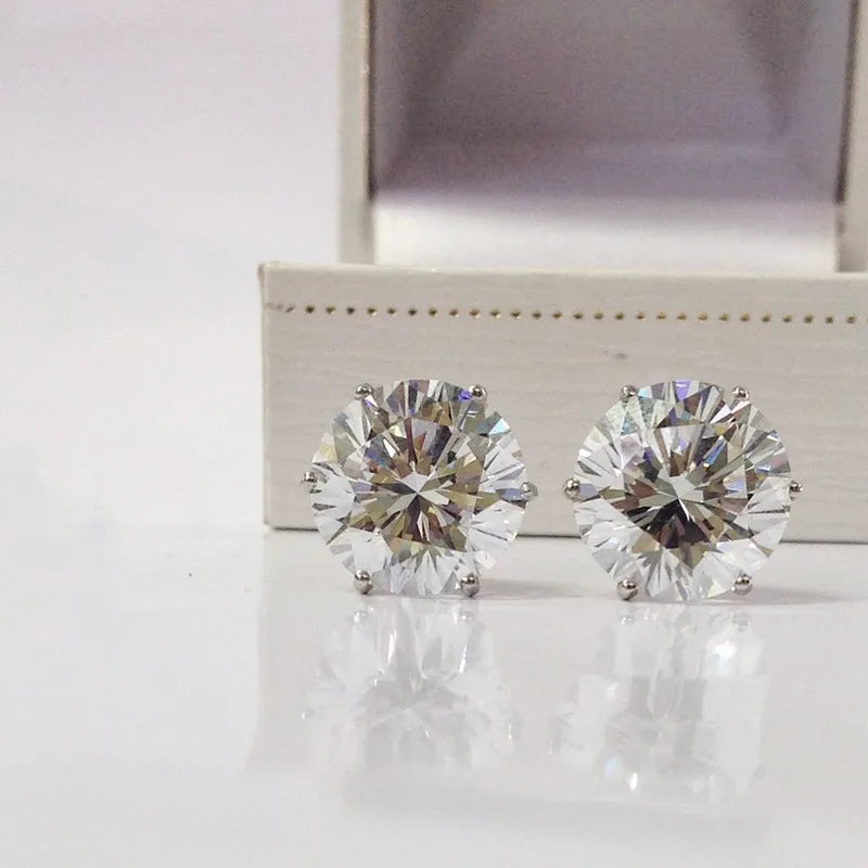 Huitan Minimalist Crystal Cubic Zirconia Stud Earrings | 6 Claws Unisex Fashion Jewelry
