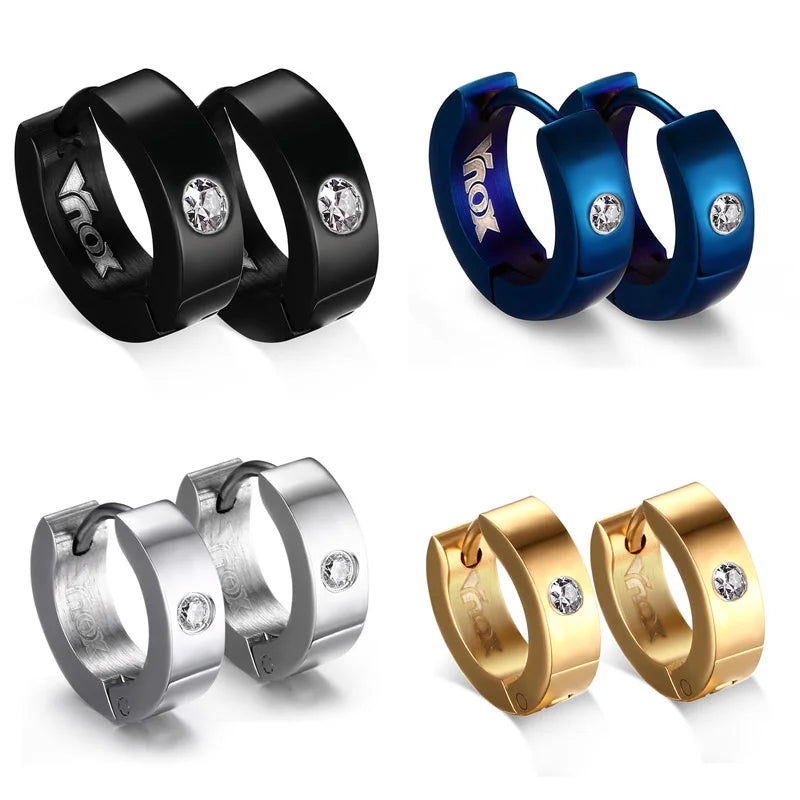 Stainless Steel Hoop Earrings for Women | Cubic Zirconia Huggie Ear Cuff