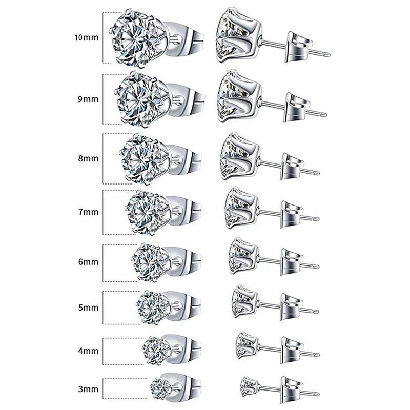 Huitan Minimalist Crystal Cubic Zirconia Stud Earrings | 6 Claws Unisex Fashion Jewelry