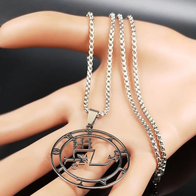 Dantalion Seal Stainless Steel Necklace | Silver Sigil Pendant Jewelry