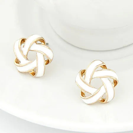 RAVIMOUR Enamel Stud Earrings | Fashion Gold Flower Star Earrings for Women