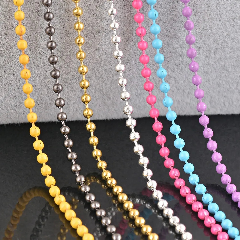 Colorful 2.4mm Alloy Ball Chain Necklace | DIY Jewelry Making Supplies