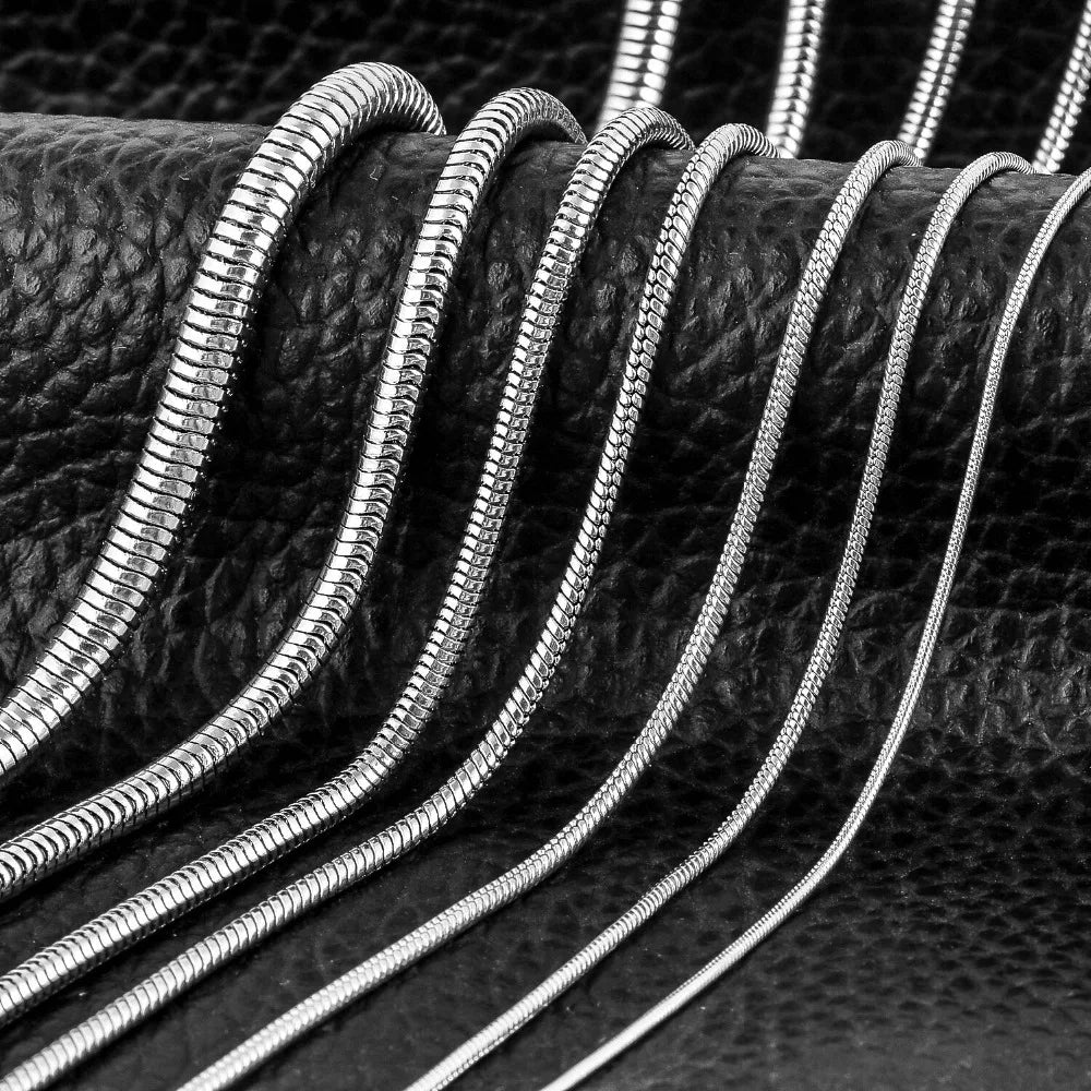 Stainless Steel Round Snake Chain Pendant Necklace | Unisex Classic Jewelry