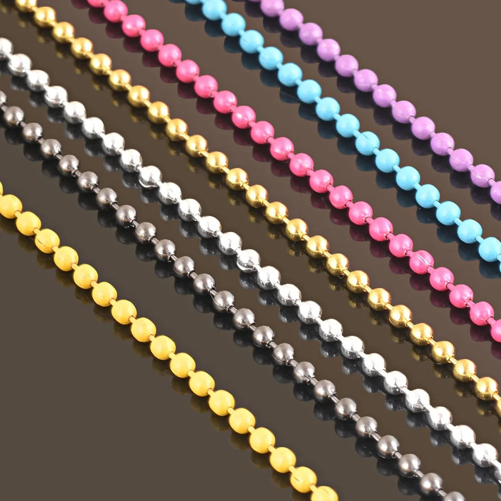 Colorful 2.4mm Alloy Ball Chain Necklace | DIY Jewelry Making Supplies