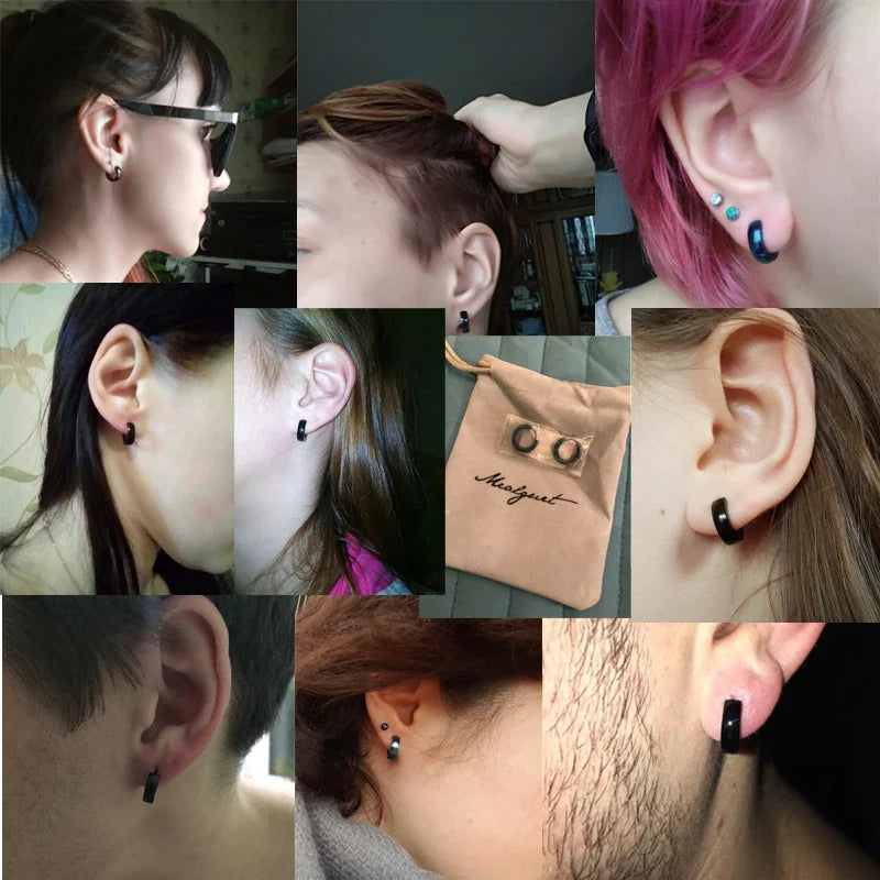 Rock Punk Huggie Earrings | Stainless Steel Unique Small Hoop Earrings for Men and Women
