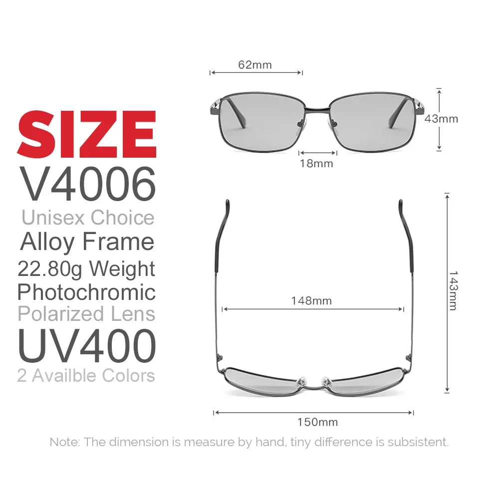 VIVIBEE Driving Rectangle Polarized Men Sunglasses Photochromic Fishing Women Car Driving UV400 Polarizing Male Sun Glasses