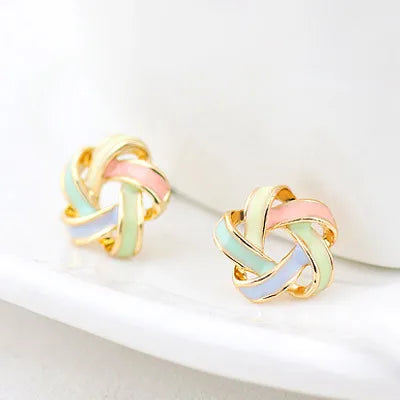 RAVIMOUR Enamel Stud Earrings | Fashion Gold Flower Star Earrings for Women