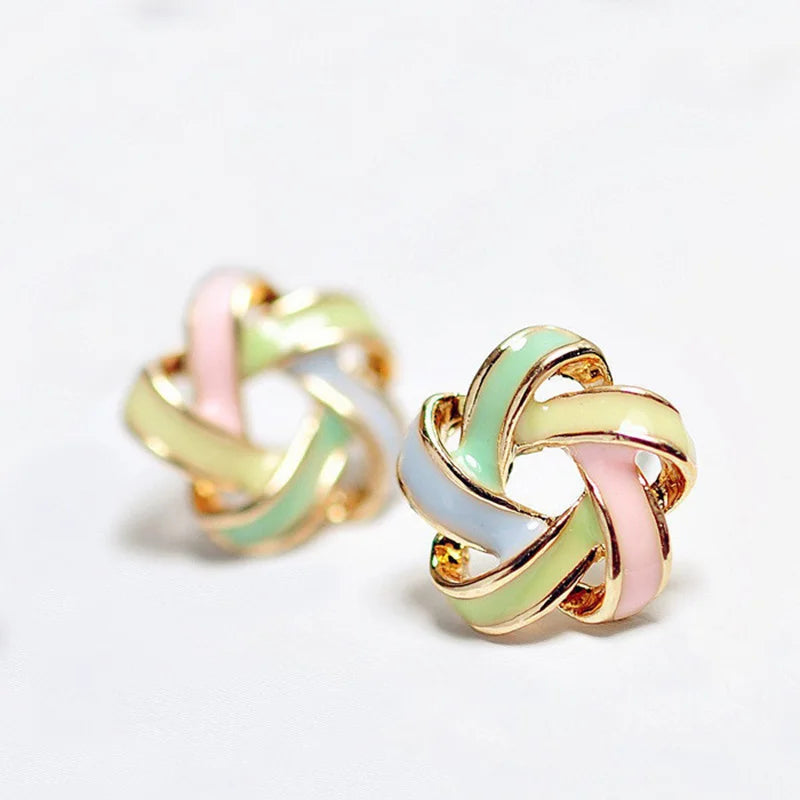 RAVIMOUR Enamel Stud Earrings | Fashion Gold Flower Star Earrings for Women