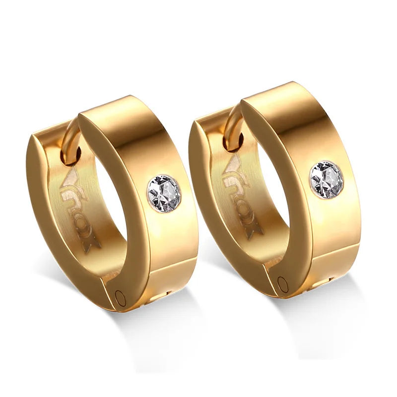 Stainless Steel Hoop Earrings for Women | Cubic Zirconia Huggie Ear Cuff