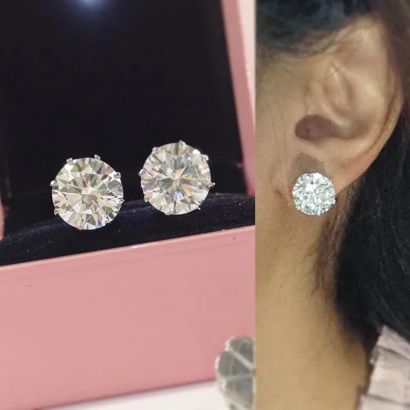 Huitan Minimalist Crystal Cubic Zirconia Stud Earrings | 6 Claws Unisex Fashion Jewelry