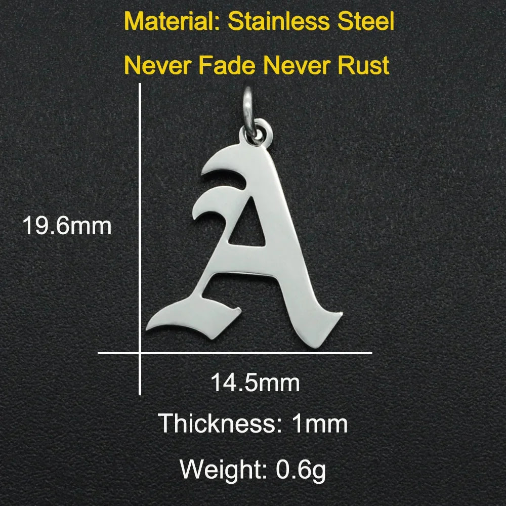 316 Stainless Steel Old English Letter Charms | DIY Alphabet Jewelry Findings for Bracelets and Necklaces