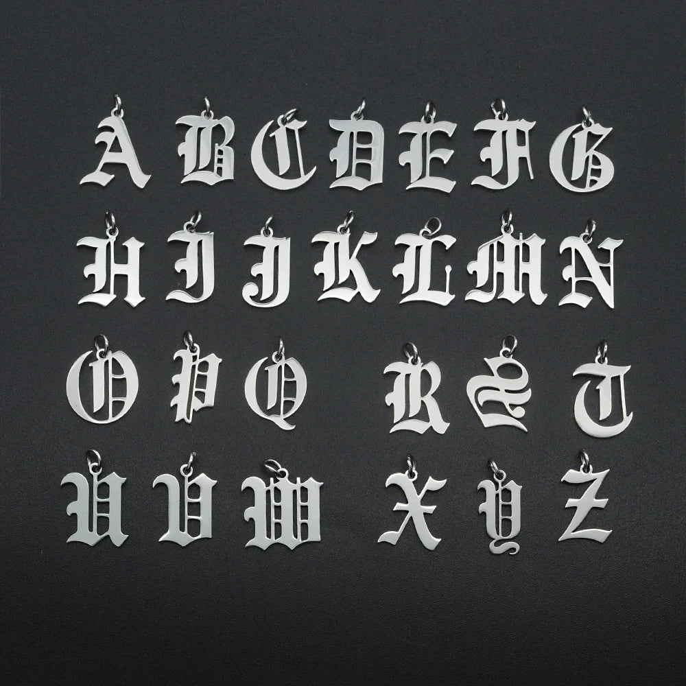 316 Stainless Steel Old English Letter Charms | DIY Alphabet Jewelry Findings for Bracelets and Necklaces