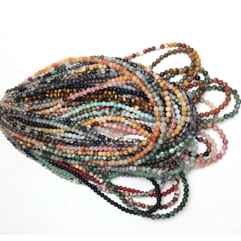 4mm Natural Stone Beaded Necklace and Bracelet Set | Tiger Eye Tourmaline Amazonite Agates Crystal Quartz
