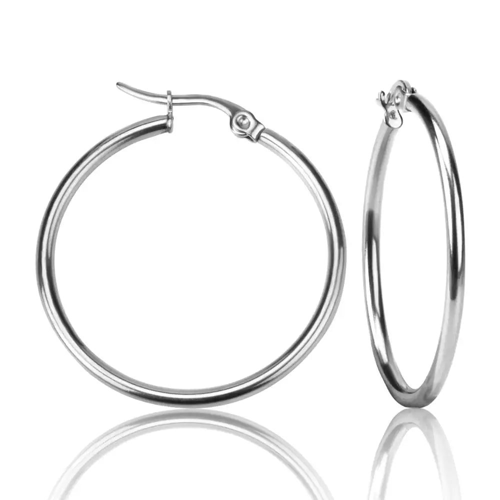 LUXUSTEEL Golden Stainless Steel Hoop Earrings | Big and Small Circle Ear Jewelry for Women and Men