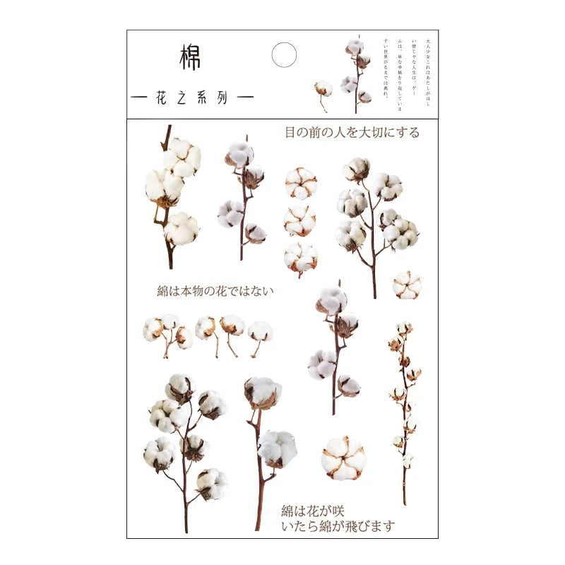 Yoofun Daisy Clover Babysbreath Fern Transparent PET Stickers | Floral Plant Sticker Set for Scrapbooking and DIY Crafts