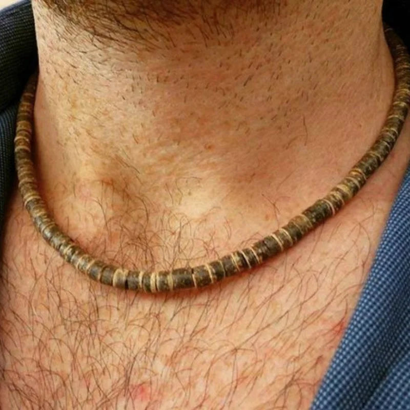Men's Beaded Wood Beach Necklace | African Inspired Surfer Jewelry