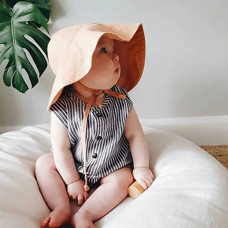Big Brim Baby Sun Hat | Cotton Linen Kids Bucket Hat for Girls Boys