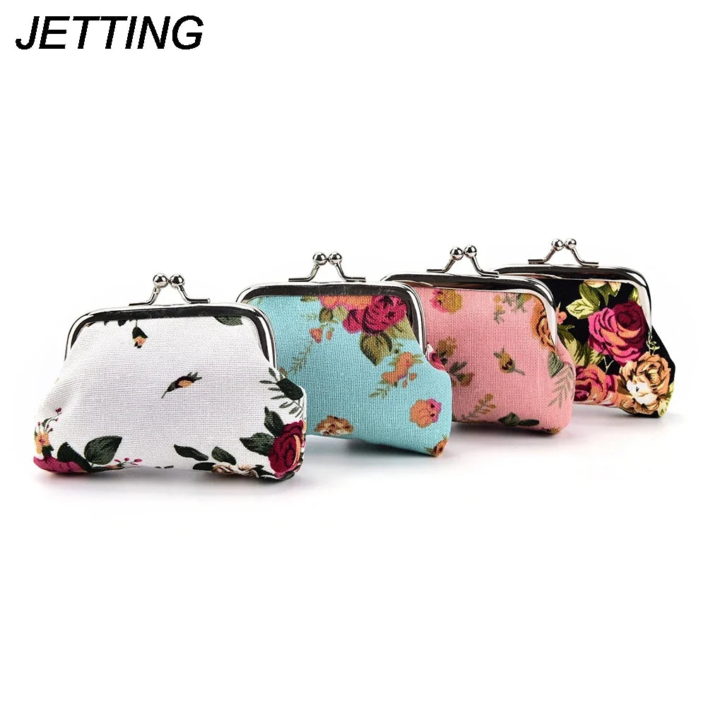Canvas Mini Coin Purse Wallet | Floral Small Bag for Women and Girls