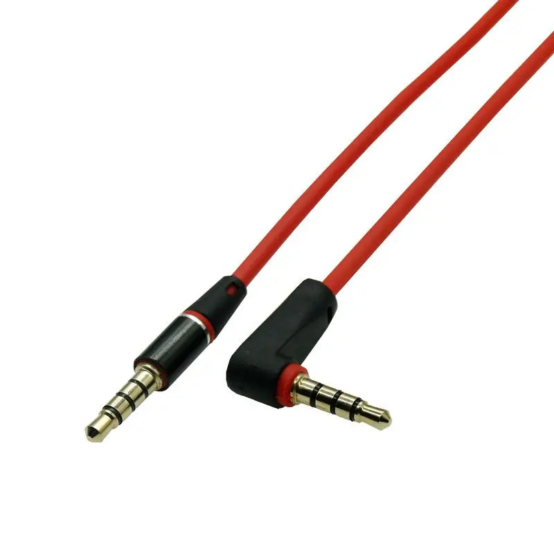 3.5mm Right Angle AUX Cable | 4 Pole Male to Male Audio Cord
