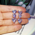 Huitan Heart Earrings for Women | Cubic Zirconia Drop Earrings