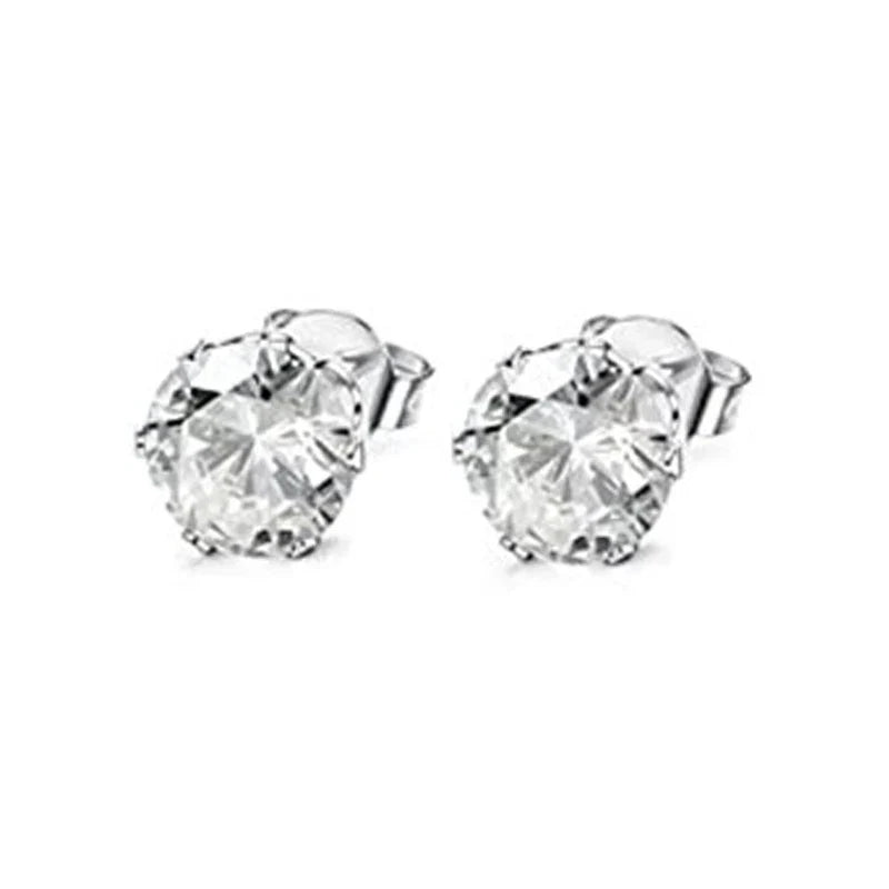 Huitan Minimalist Crystal Cubic Zirconia Stud Earrings | 6 Claws Unisex Fashion Jewelry