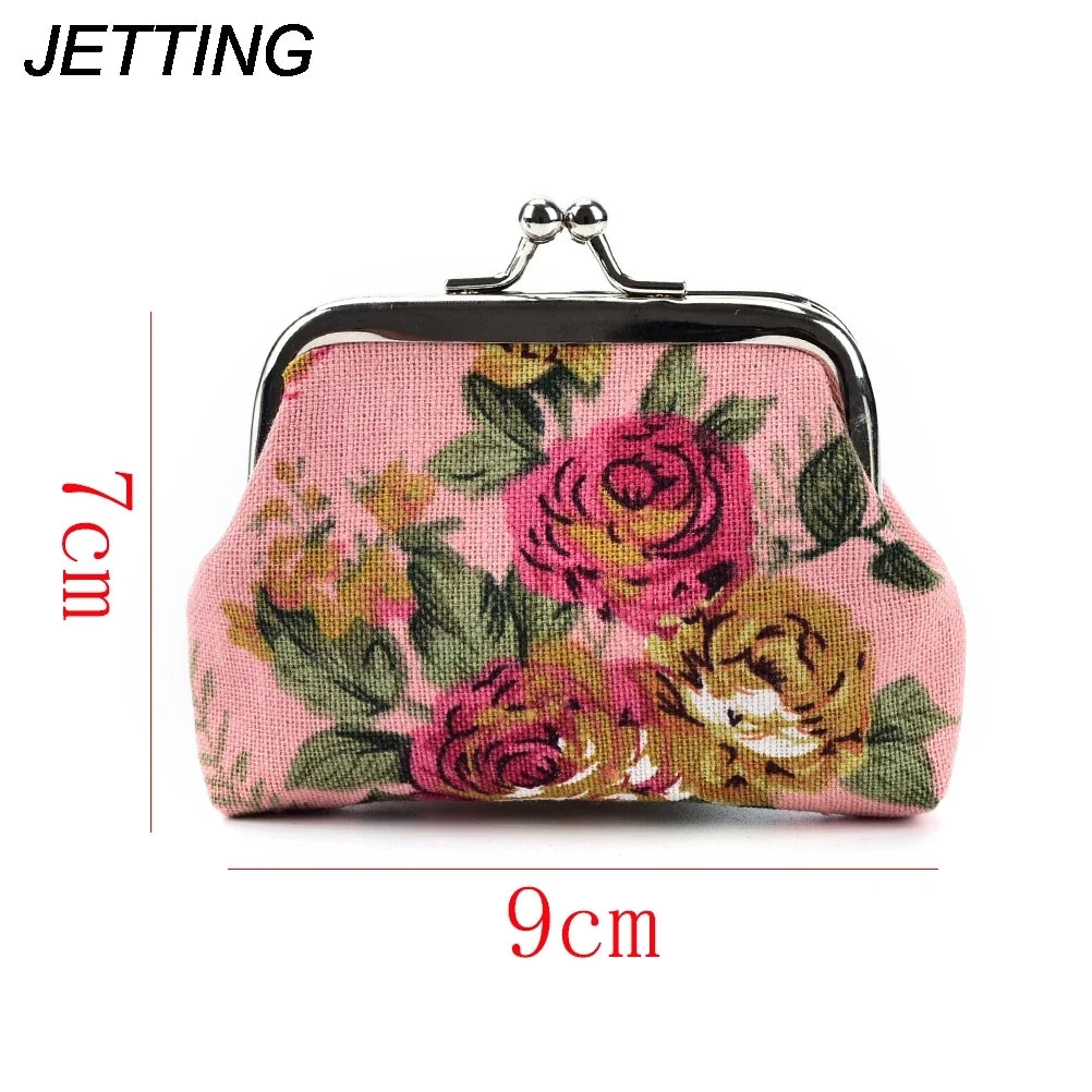 Canvas Mini Coin Purse Wallet | Floral Small Bag for Women and Girls