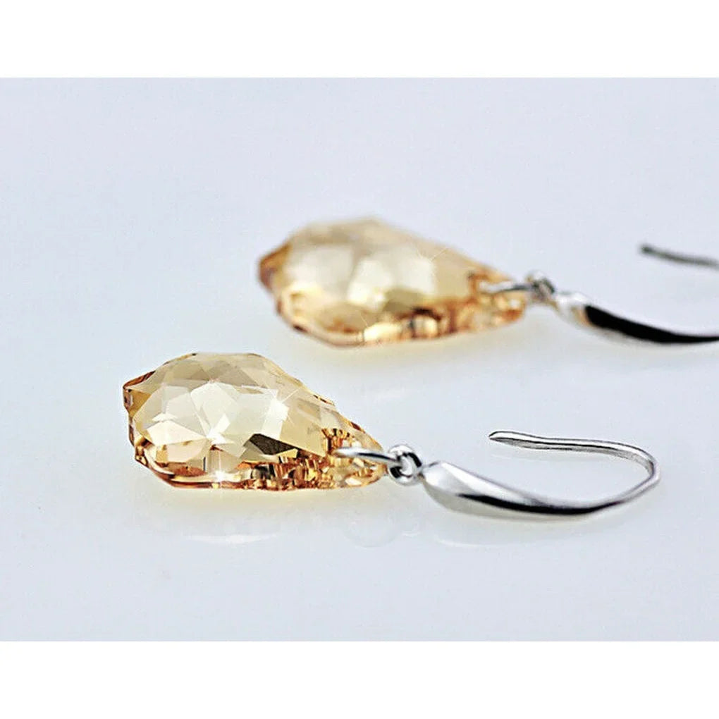 Silver Navy Crystal Teardrop Hook Earrings | Elegant Drop Pendant Jewelry for Women