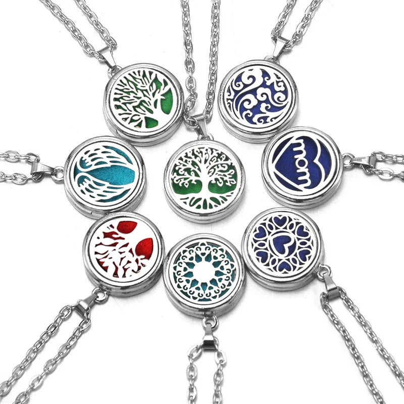 Heart-Shaped Aromatherapy Essential Oil Diffuser Necklace | Stainless Steel Dragonfly Perfume Locket