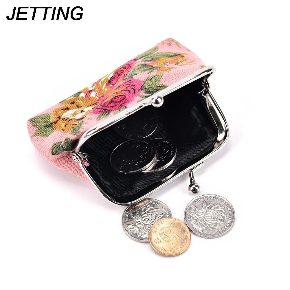 Canvas Mini Coin Purse Wallet | Floral Small Bag for Women and Girls