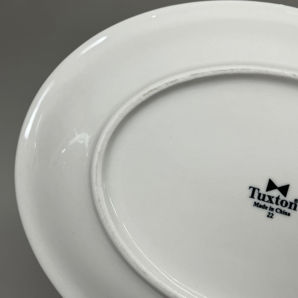 TUXTON (12 PACK) Oval Platter China Eggshell White w/ Blue Band 11"-1/2" IHP-020