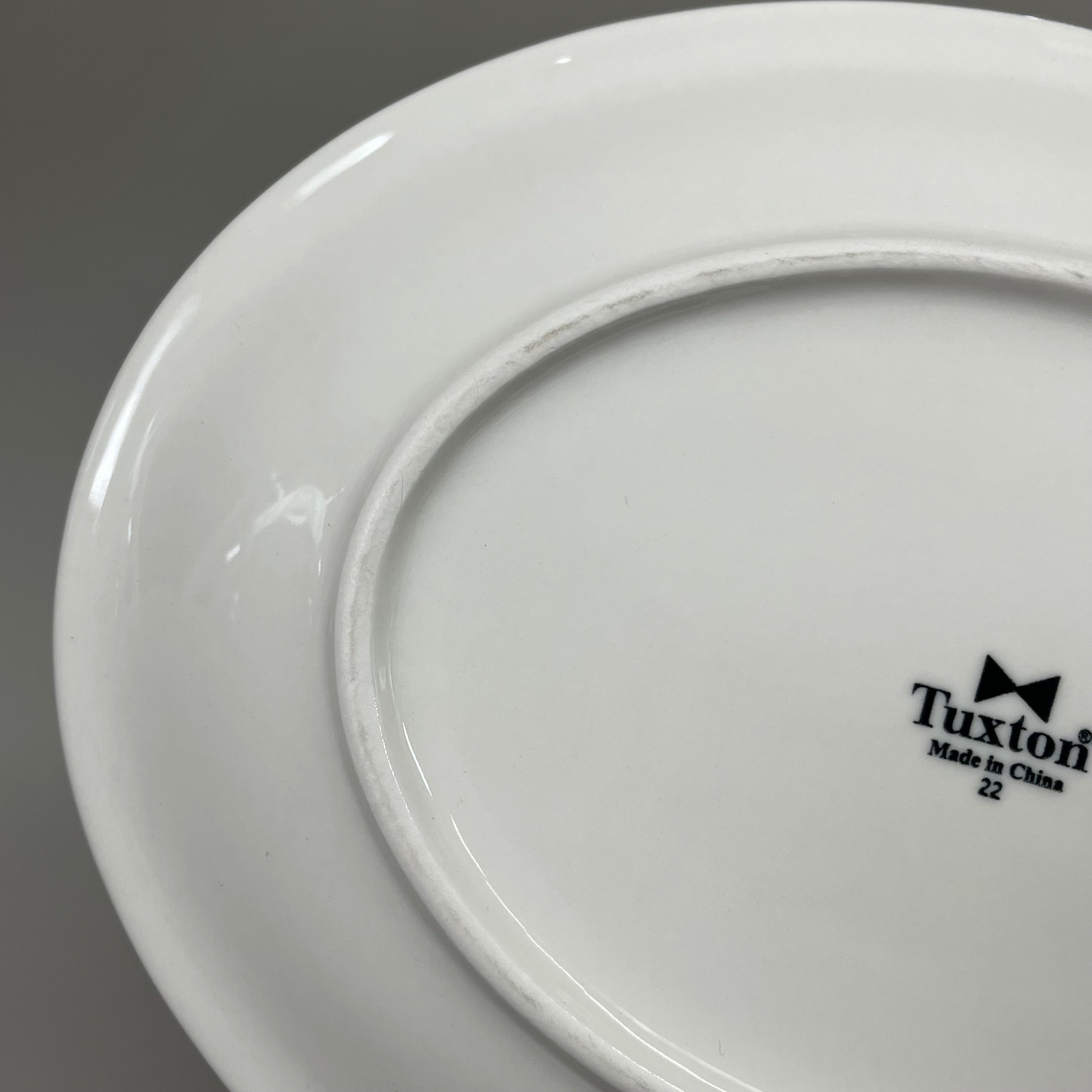 TUXTON (12 PACK) Oval Platter China Eggshell White w/ Blue Band 11"-1/2" IHP-020