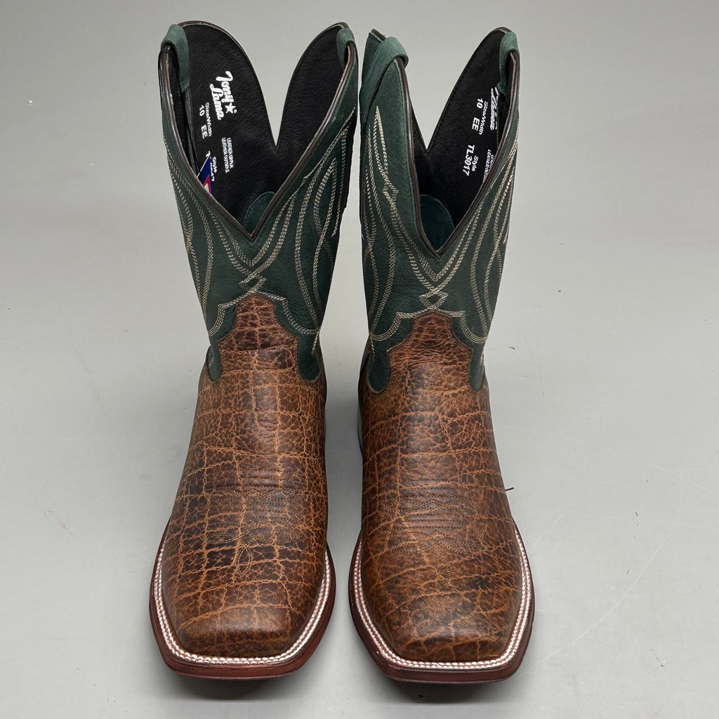 Tony Lama Tapadera Walnut Elephant Print Cowhide Style #TL317 Men's Size 10.5 EE
