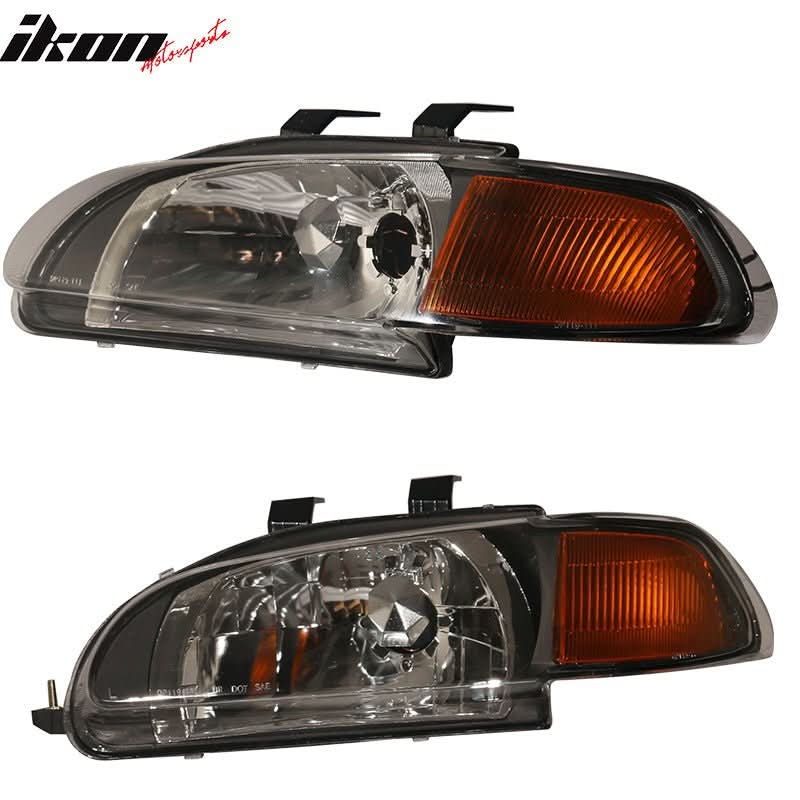 1992-1995 Honda Civic Amber JDM Pair Glass Lens Driving Lamp Headlight