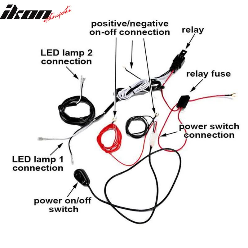 Universal Fog Light Lamp Wiring Harness Kit LED Light Bar Switch Relay
