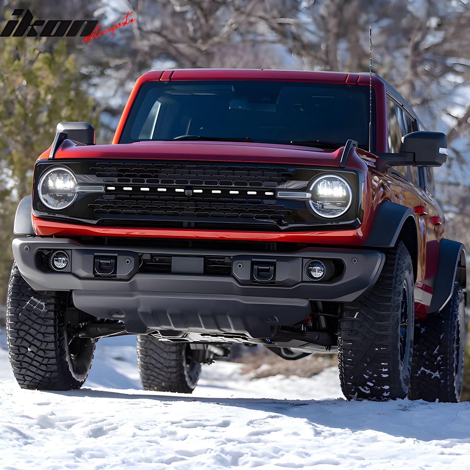 2021-2025 Ford Bronco 2/4 Door Front Bumper Grille Lights Black