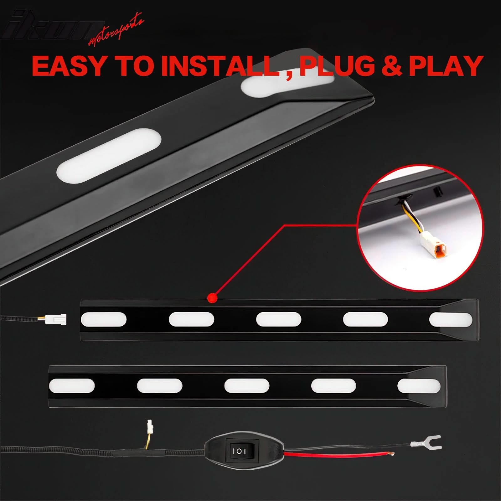 2021-2025 Ford Bronco 2/4 Door Front Bumper Grille Lights Black