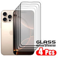 4pcs For iPhone 16 Pro Max Glass iPhone 16 15 14 13 Pro Max Tempered Glass Full Cover Glue 9H Screen Protector iPhone 16 Pro Max